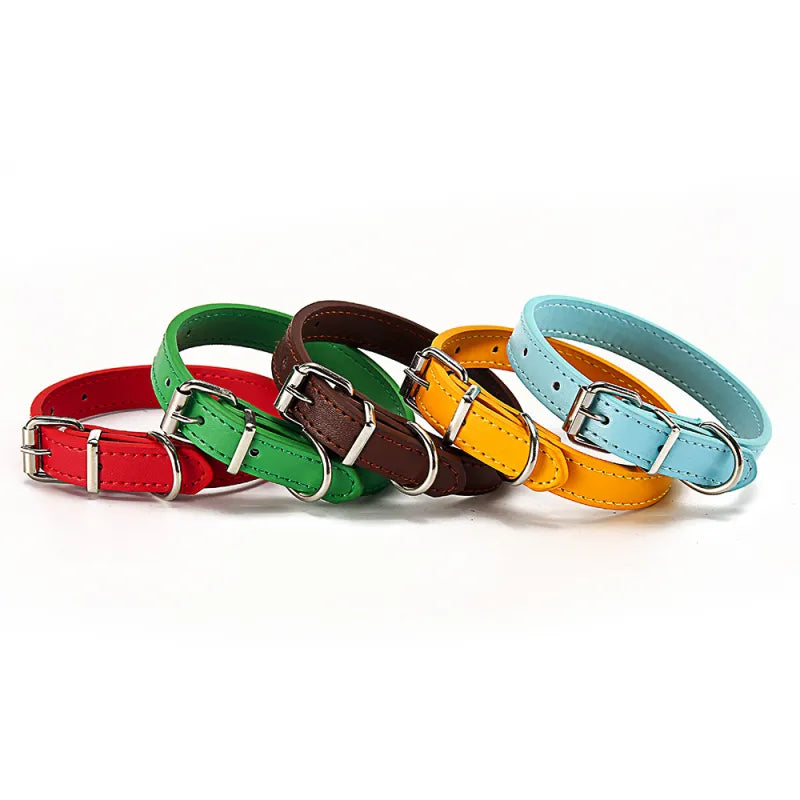 Gekleurde Leren Halsband voor Honden - Verstelbaar en Duurzaam