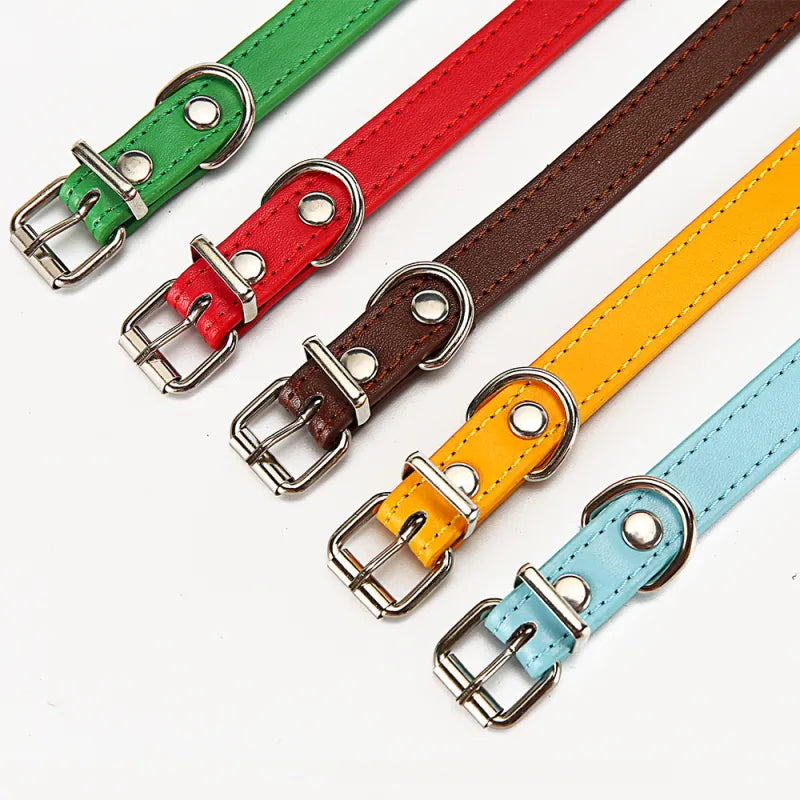 Gekleurde Leren Halsband voor Honden - Verstelbaar en Duurzaam
