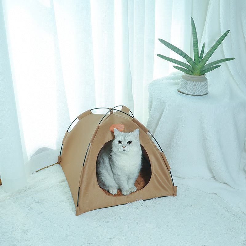 Premium Kattentent met Rotan Mat