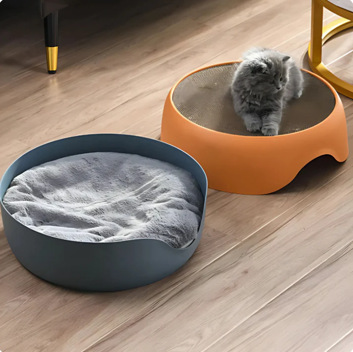 Multifunctioneel Kattenbed met Kraboppervlak en Ligkussen
