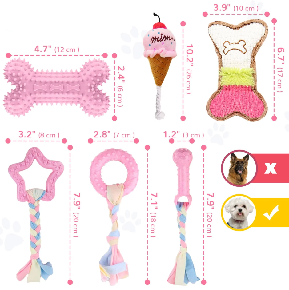 Puppy Speelgoedset - Bijtbestendig Pluche Kauwspeelgoed voor Honden