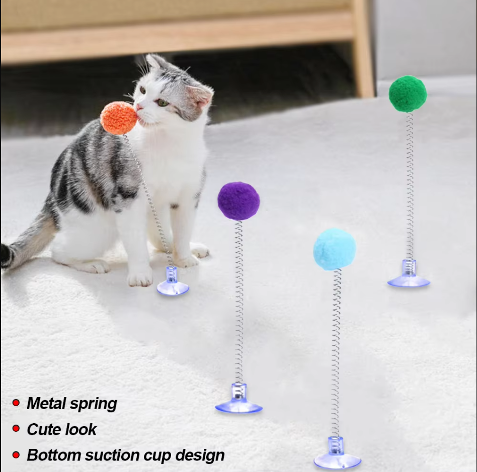 Federbal met Zuignap - Interactief Kattenspeeltje