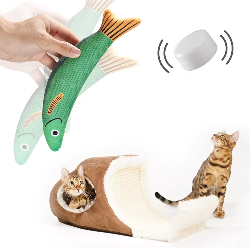 Interactief Kattenspeeltje Vis met Kattenkruid en Geluidseffect