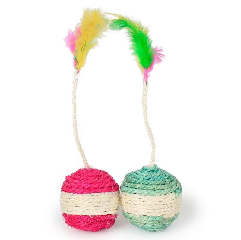 Interactieve Kattenbal met Veer en Sisaltouw