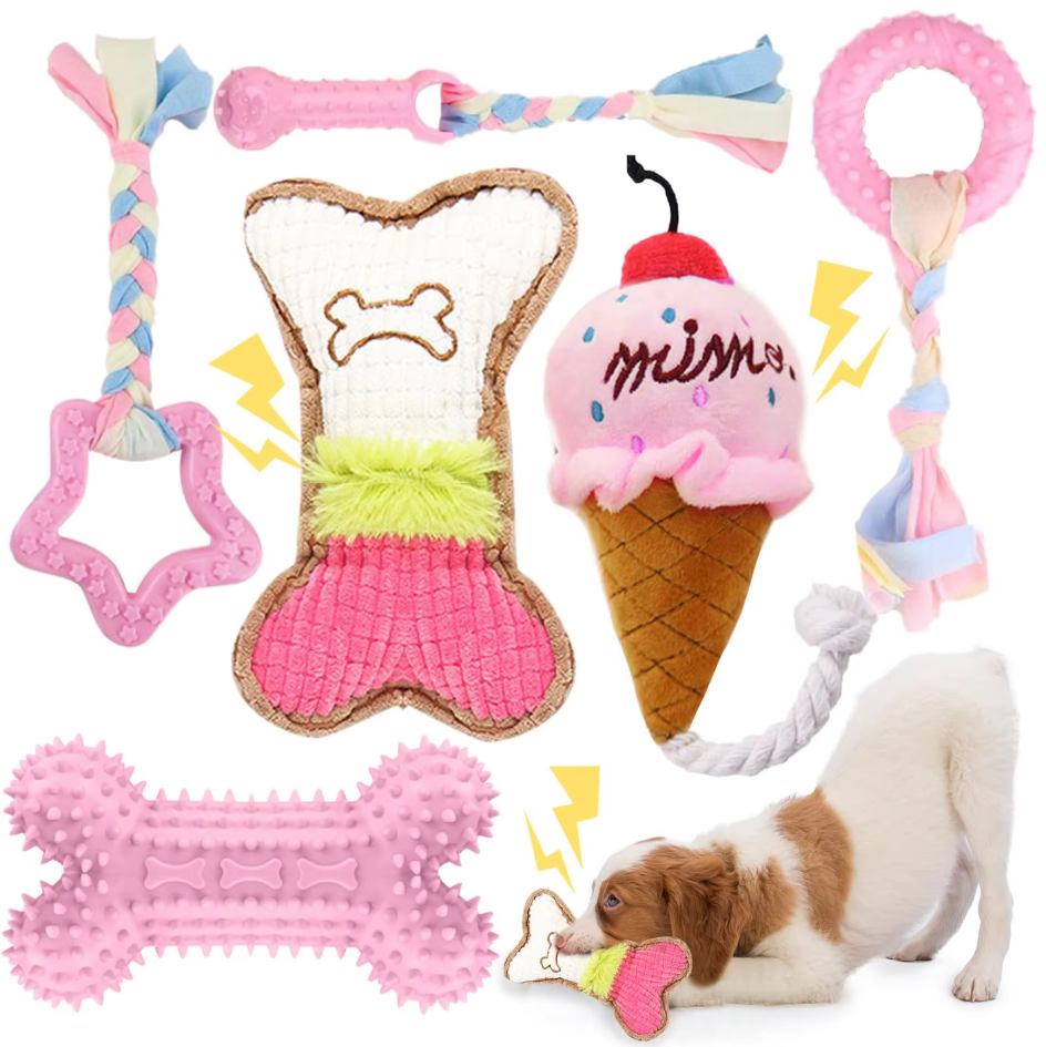 Puppy Speelgoedset - Bijtbestendig Pluche Kauwspeelgoed voor Honden