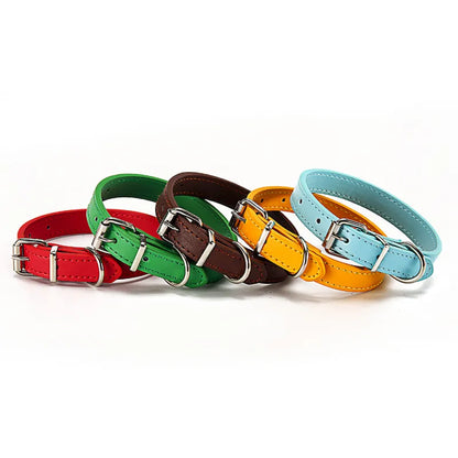 Gekleurde Leren Halsband voor Honden - Verstelbaar en Duurzaam