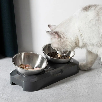 Dubbele Kattenbak van Roestvrij Staal met Standaard