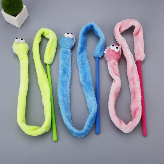 Kattenspeeltje Bungelt Worm - Interactieve Speelhengel met Pluche Worm voor Actieve Huisdieren
