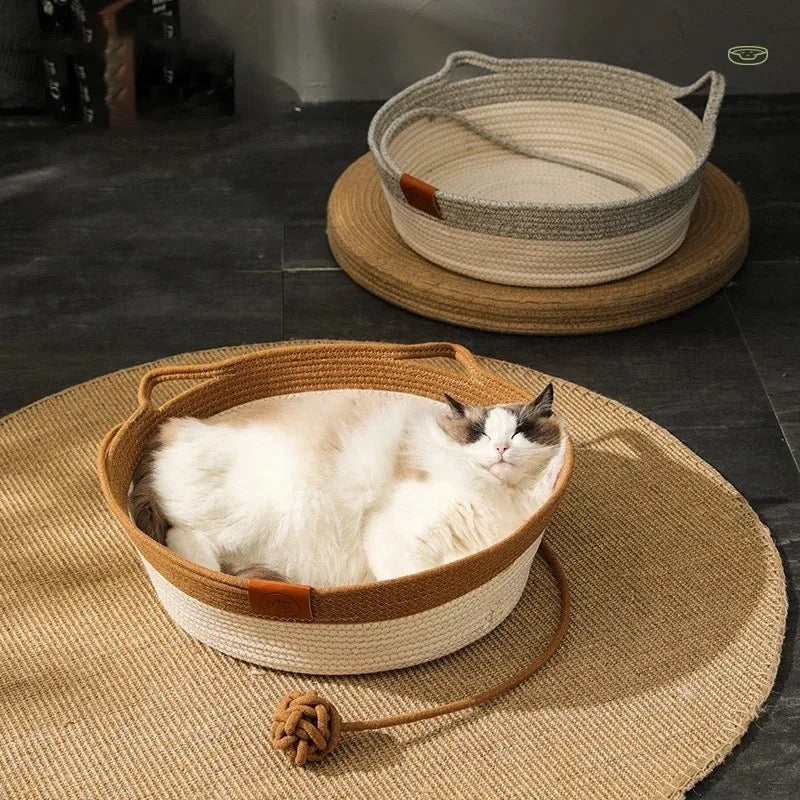 Handgeweven Katoenen Touw Kattenbed