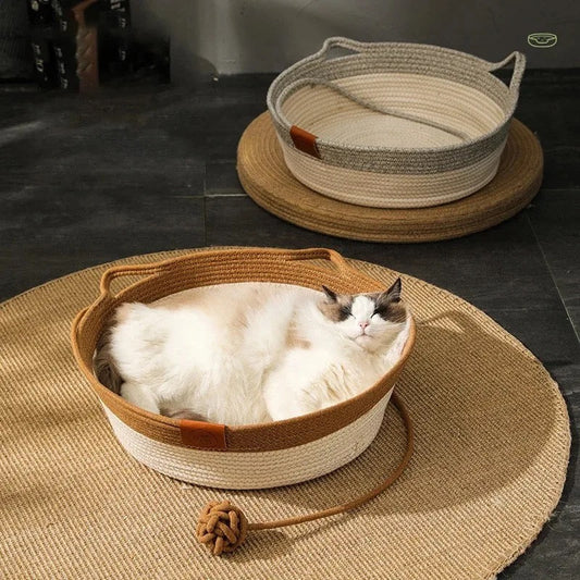 Handgeweven Katoenen Touw Kattenbed