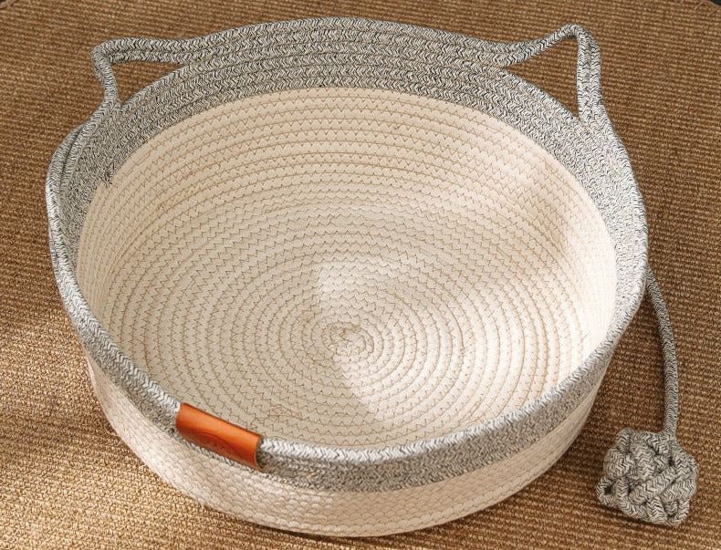 Handgeweven Katoenen Touw Kattenbed