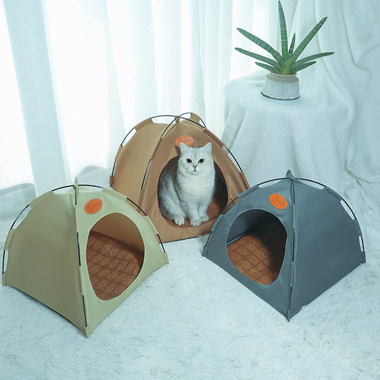 Premium Kattentent met Rotan Mat