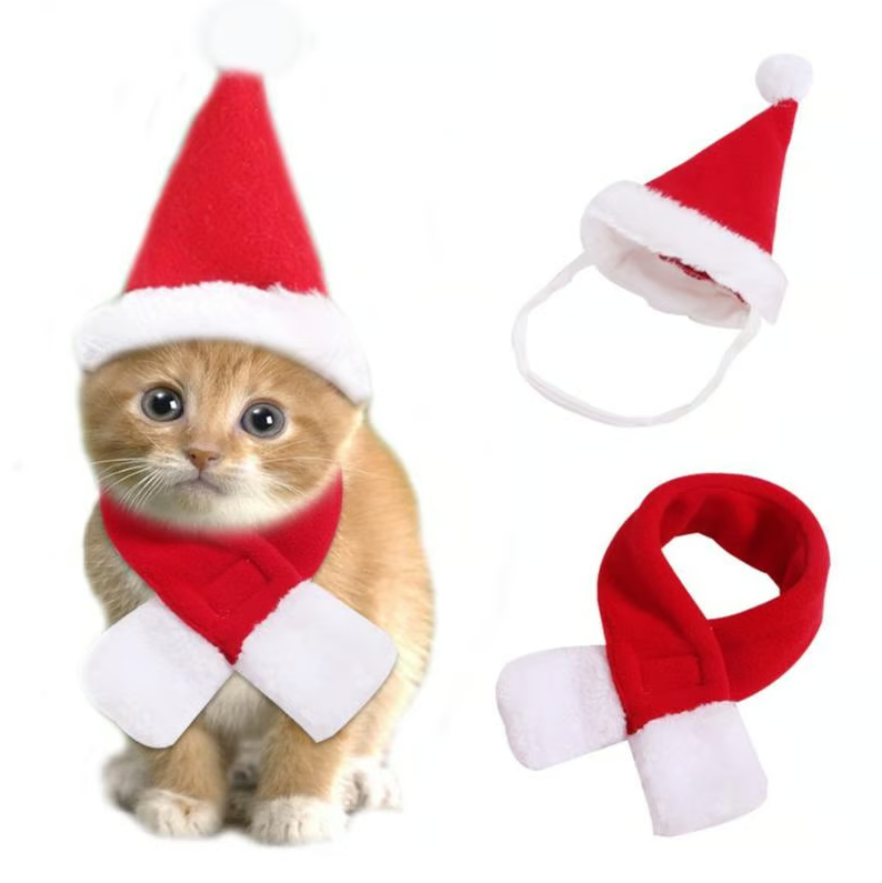 Kerstmuts Met Sjaal Voor Huisdieren